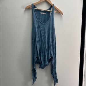 We The Free Distressed Blue Tank Top